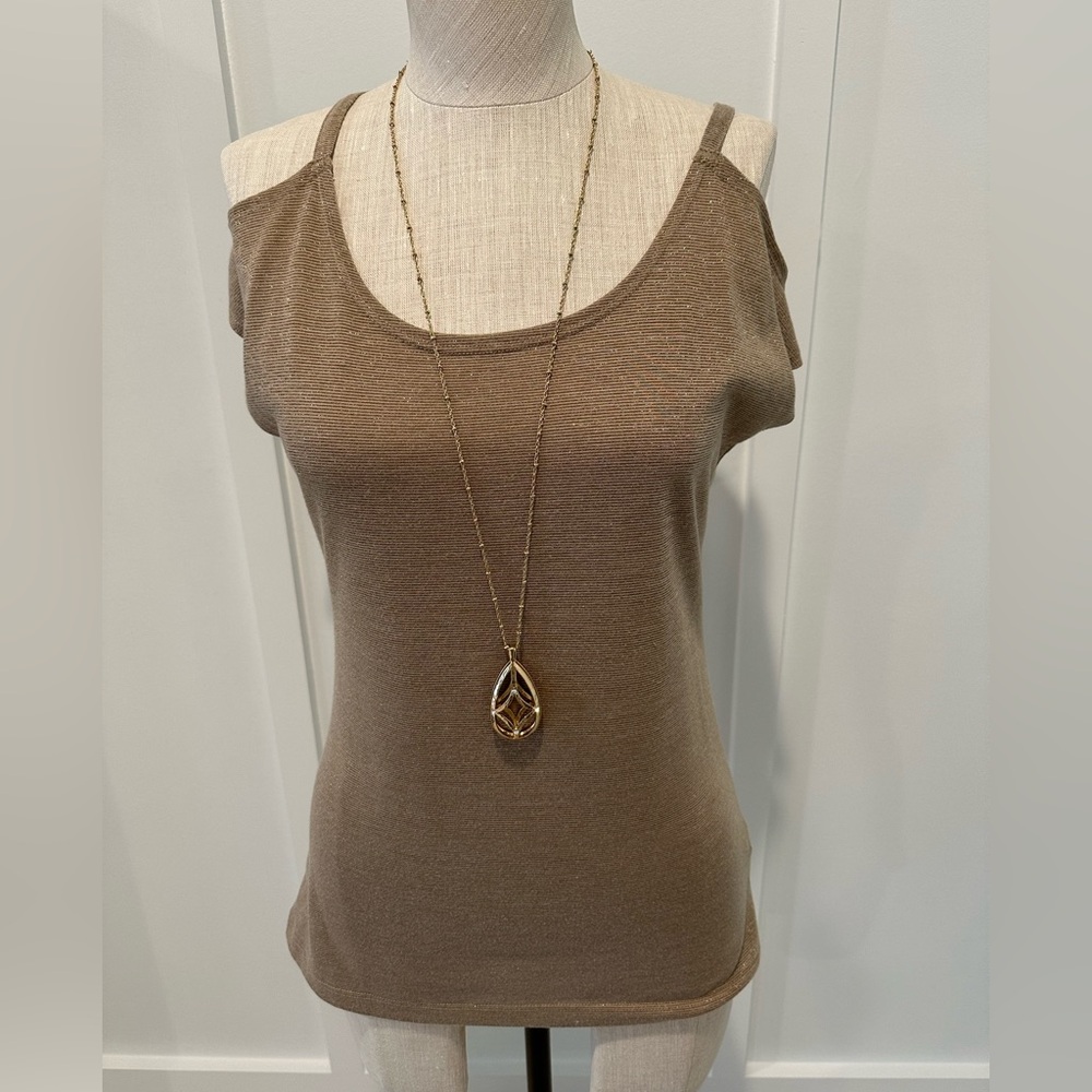 a.n.a Gold/Tan Fitted Cut Out Tank Top